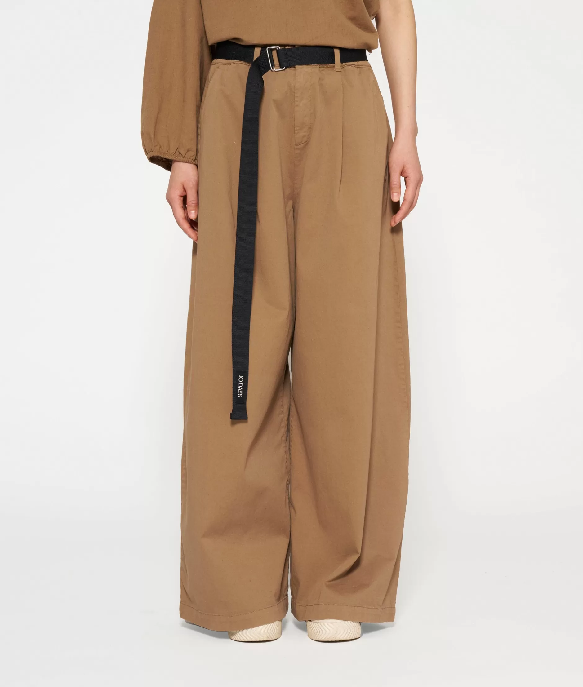 Damen 10DAYS Hosen>Belted Wide Leg Pants Twill