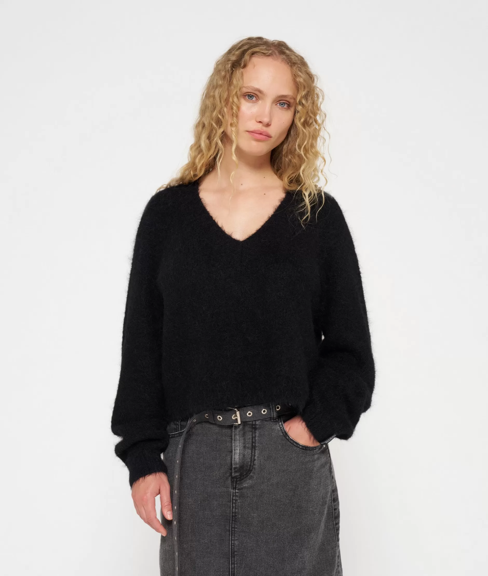 Damen 10DAYS Pullover>Cropped V-neck Sweater Knit