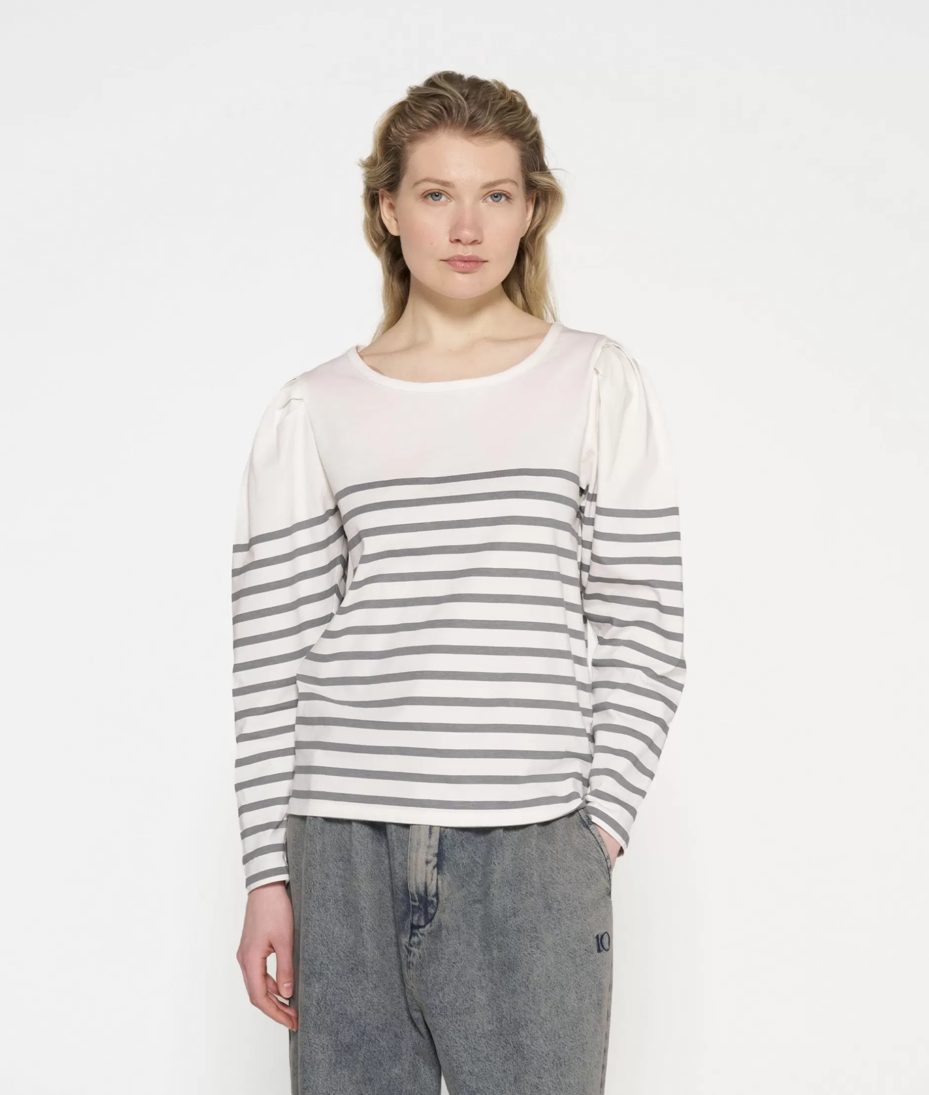 Damen 10DAYS Longsleeves>Puff Long Sleeve Tee Stripes