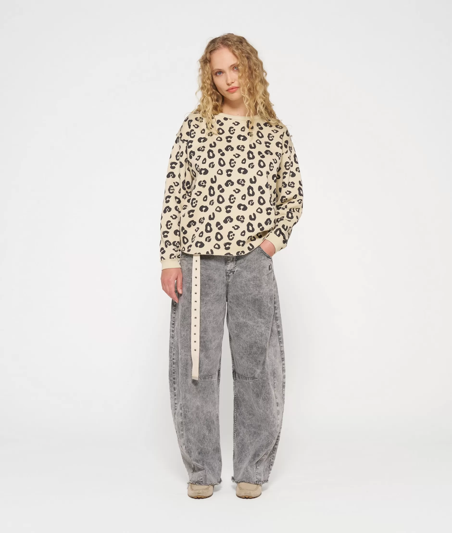 Damen 10DAYS Sweatshirts>Raw Edge Sweater Leopard