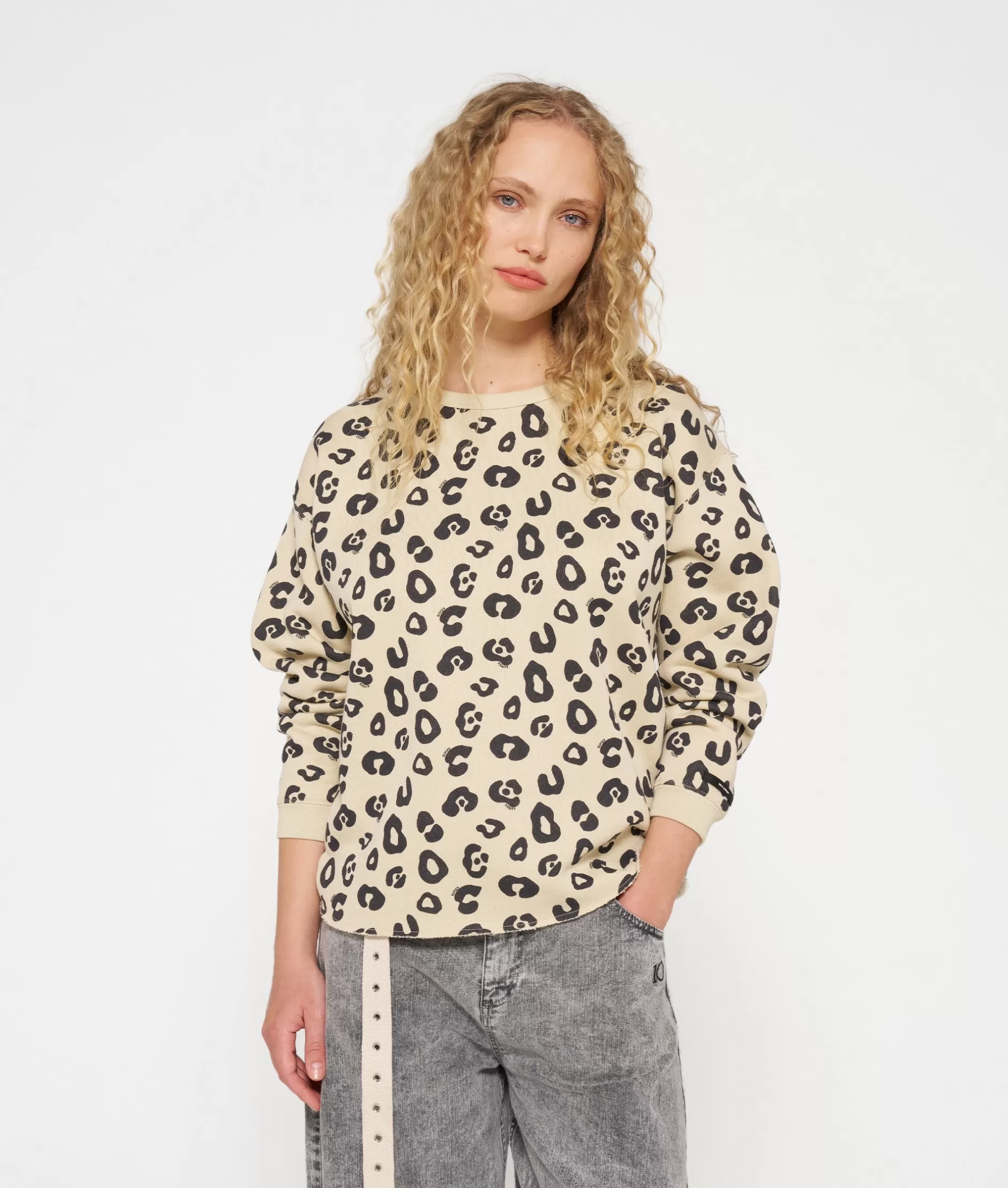 Damen 10DAYS Sweatshirts>Raw Edge Sweater Leopard