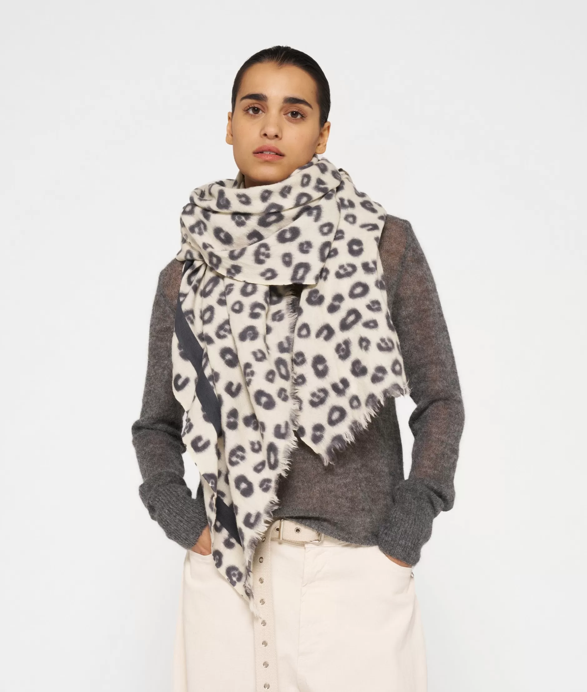 Damen 10DAYS Schals>Scarf Boiled Wool Leopard