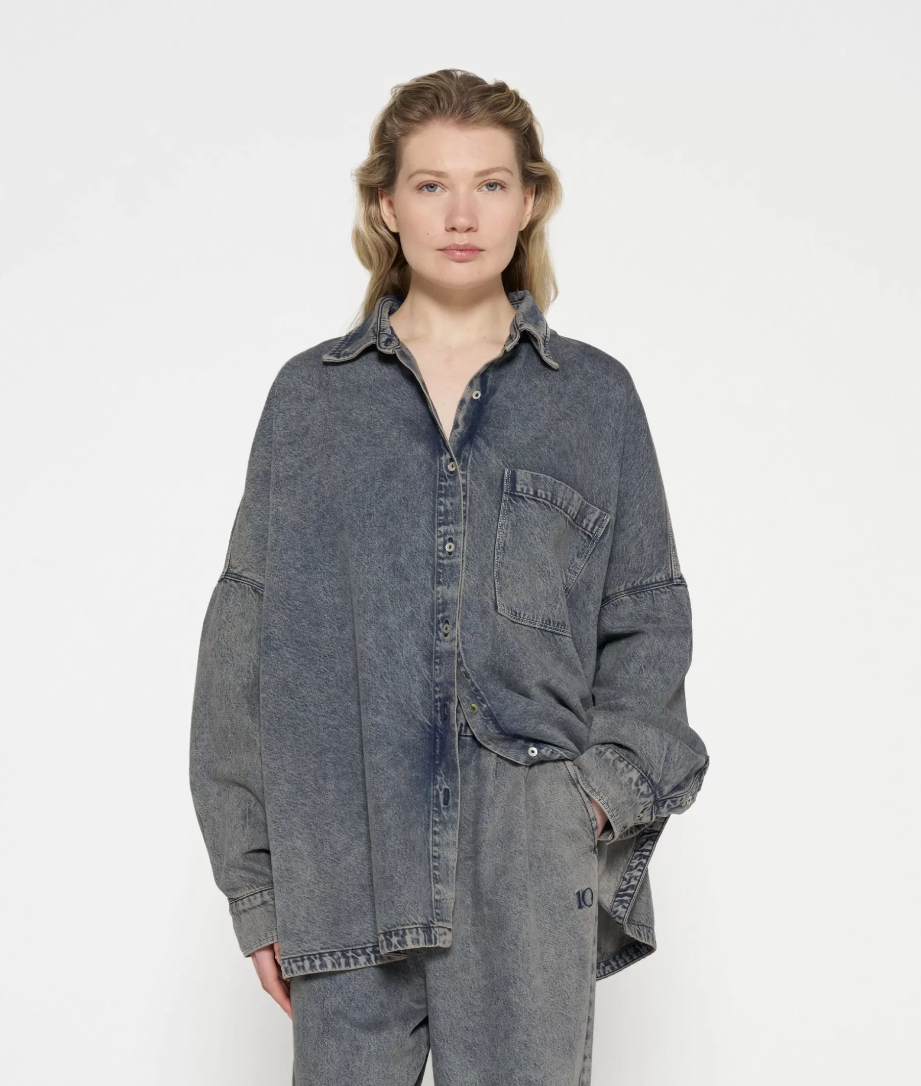 Damen 10DAYS Blusen>Shirt Flowy Denim