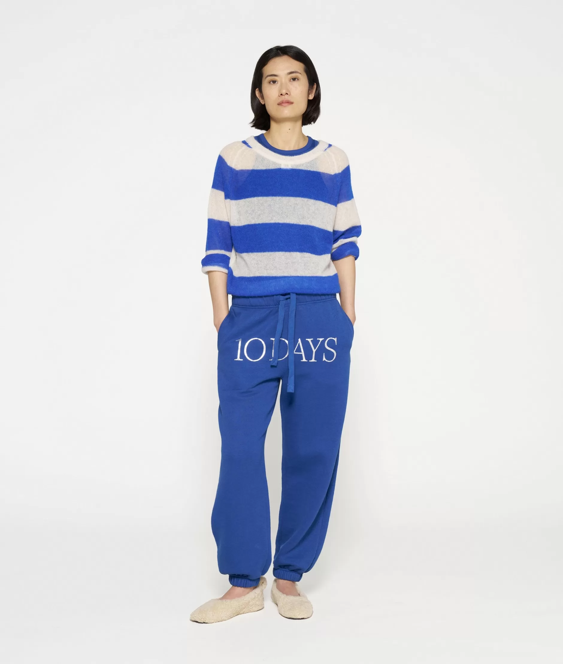 Damen 10DAYS Pullover>Thin Knit Sweater Stripes