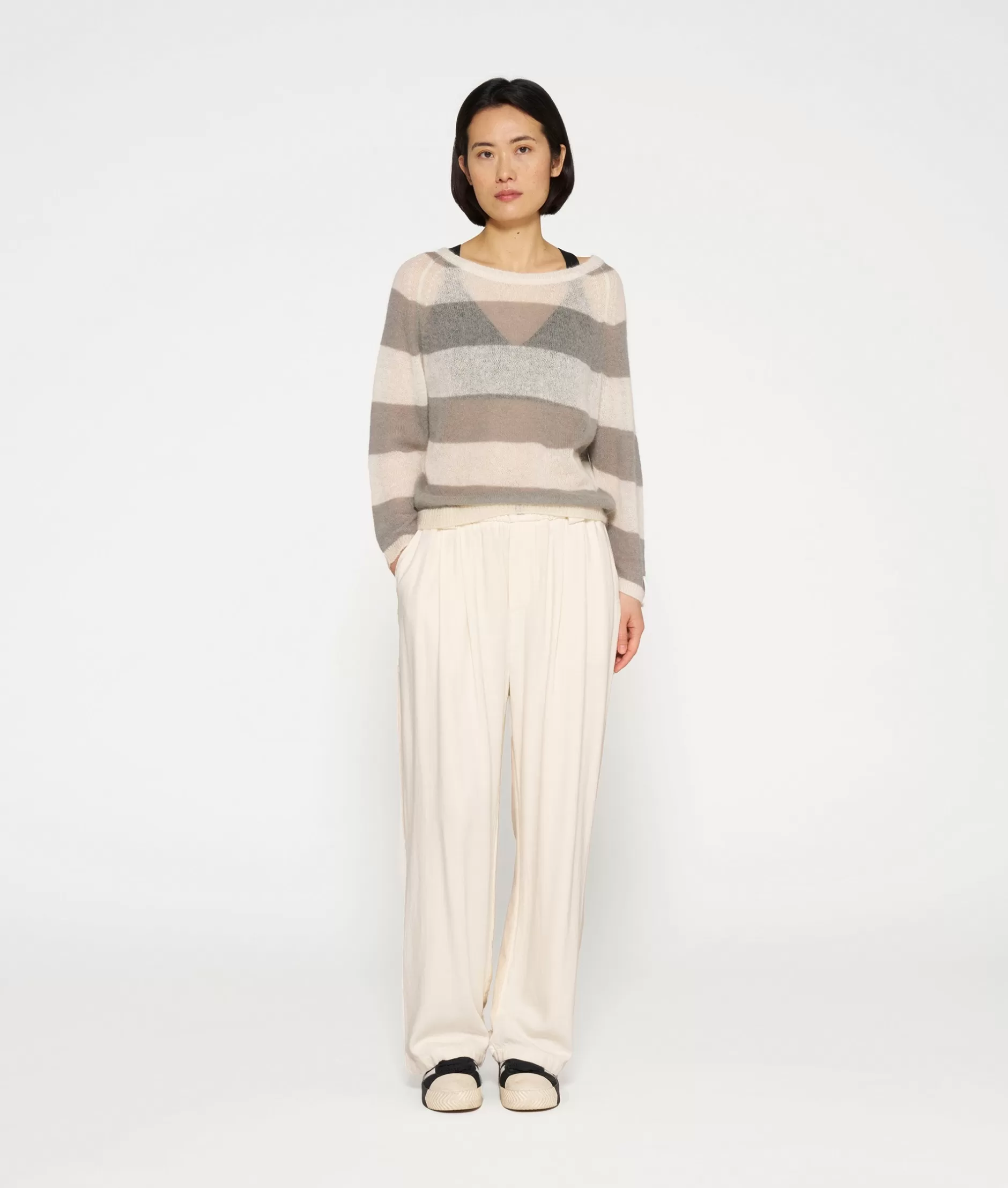 Damen 10DAYS Pullover>Thin Knit Sweater Stripes