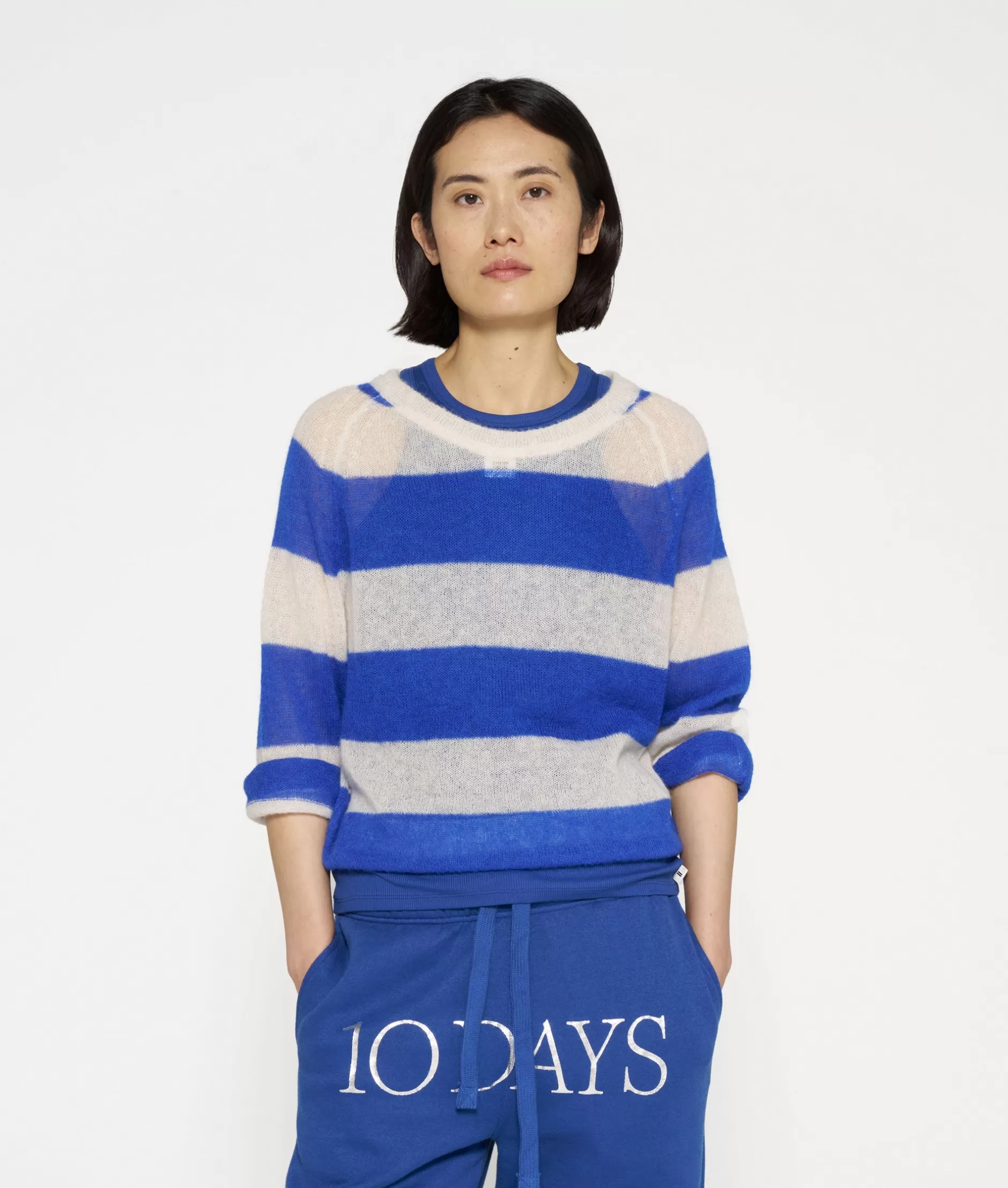 Damen 10DAYS Pullover>Thin Knit Sweater Stripes