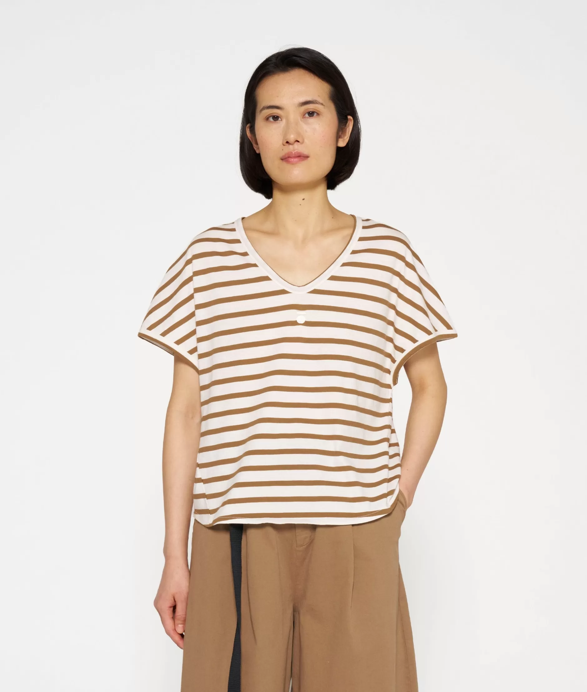 Damen 10DAYS T-Shirts>V-neck Tee Stripes