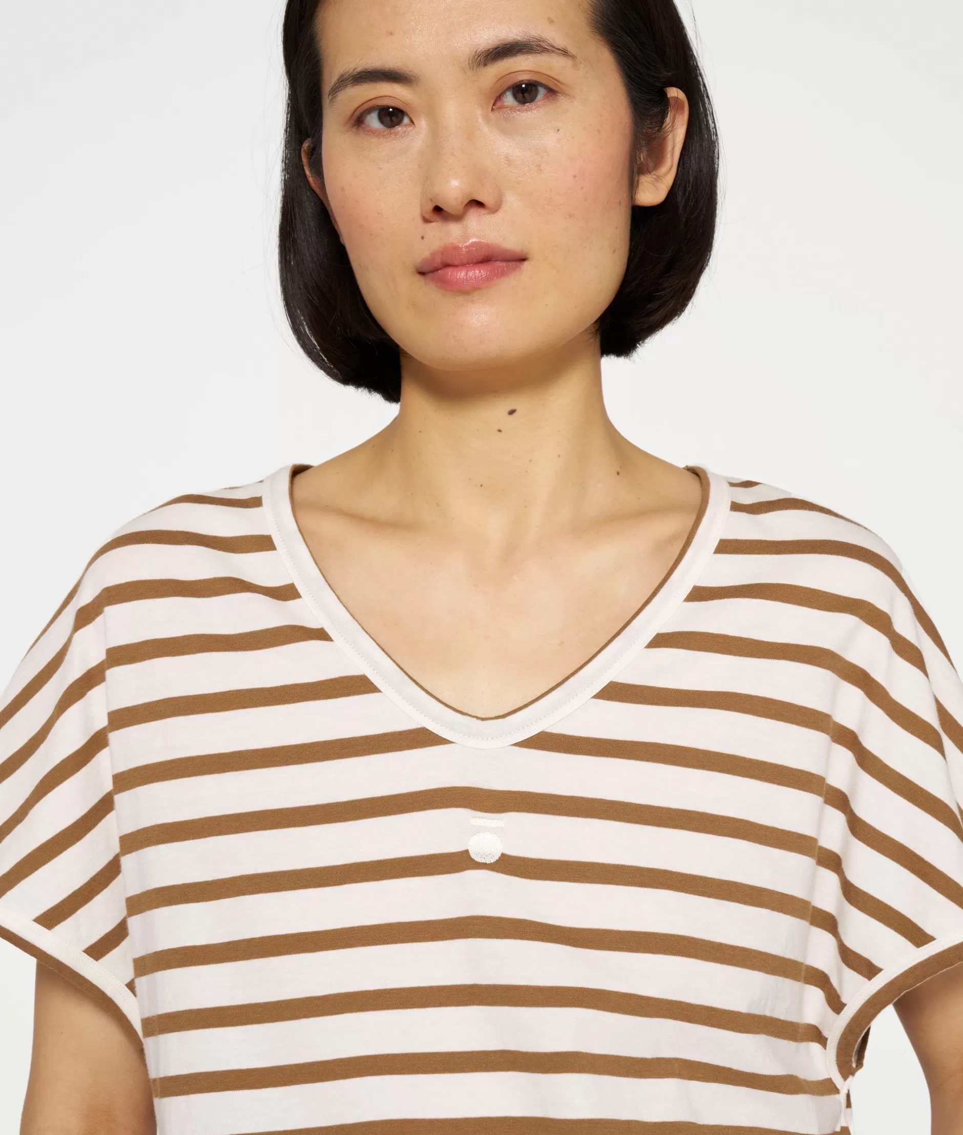 Damen 10DAYS T-Shirts>V-neck Tee Stripes