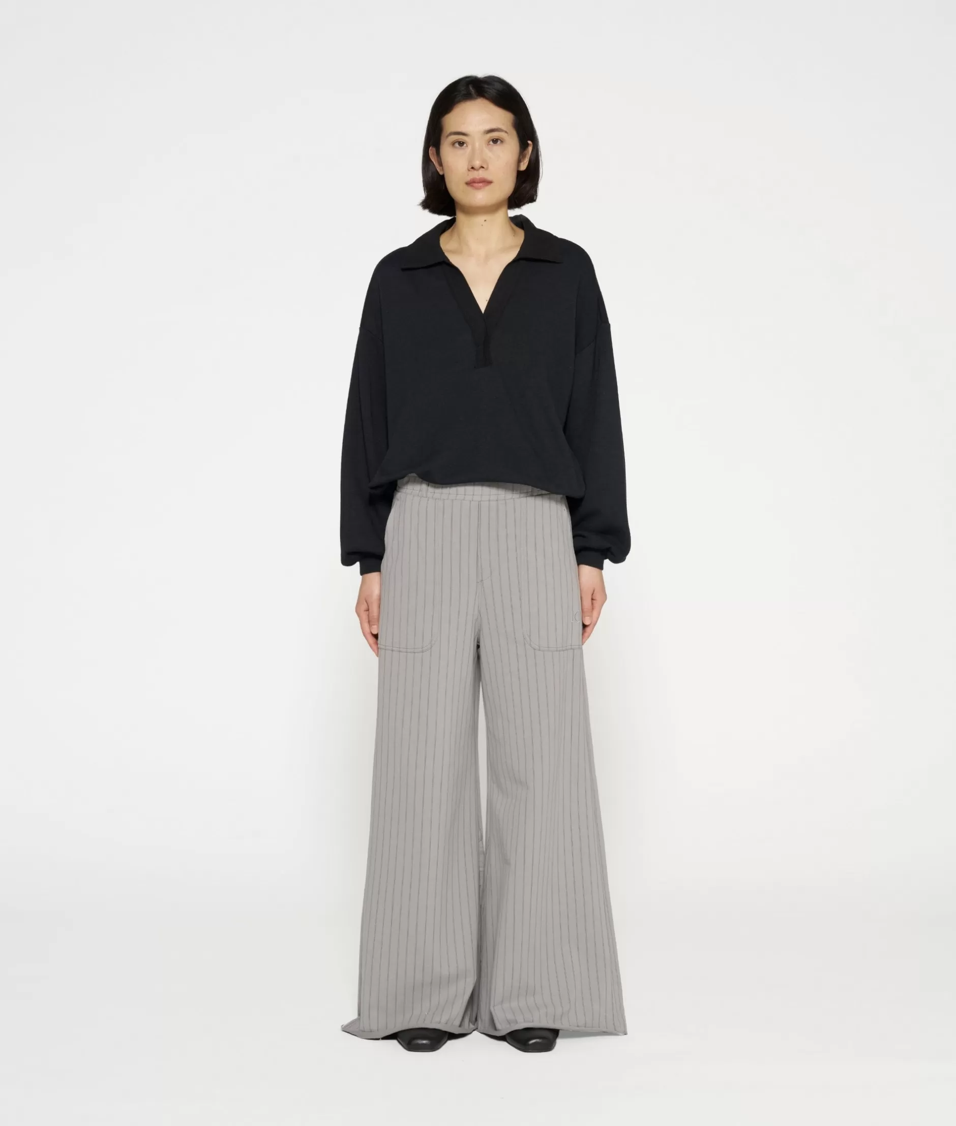 Damen 10DAYS Hosen>Wide Jogger Pinstripe