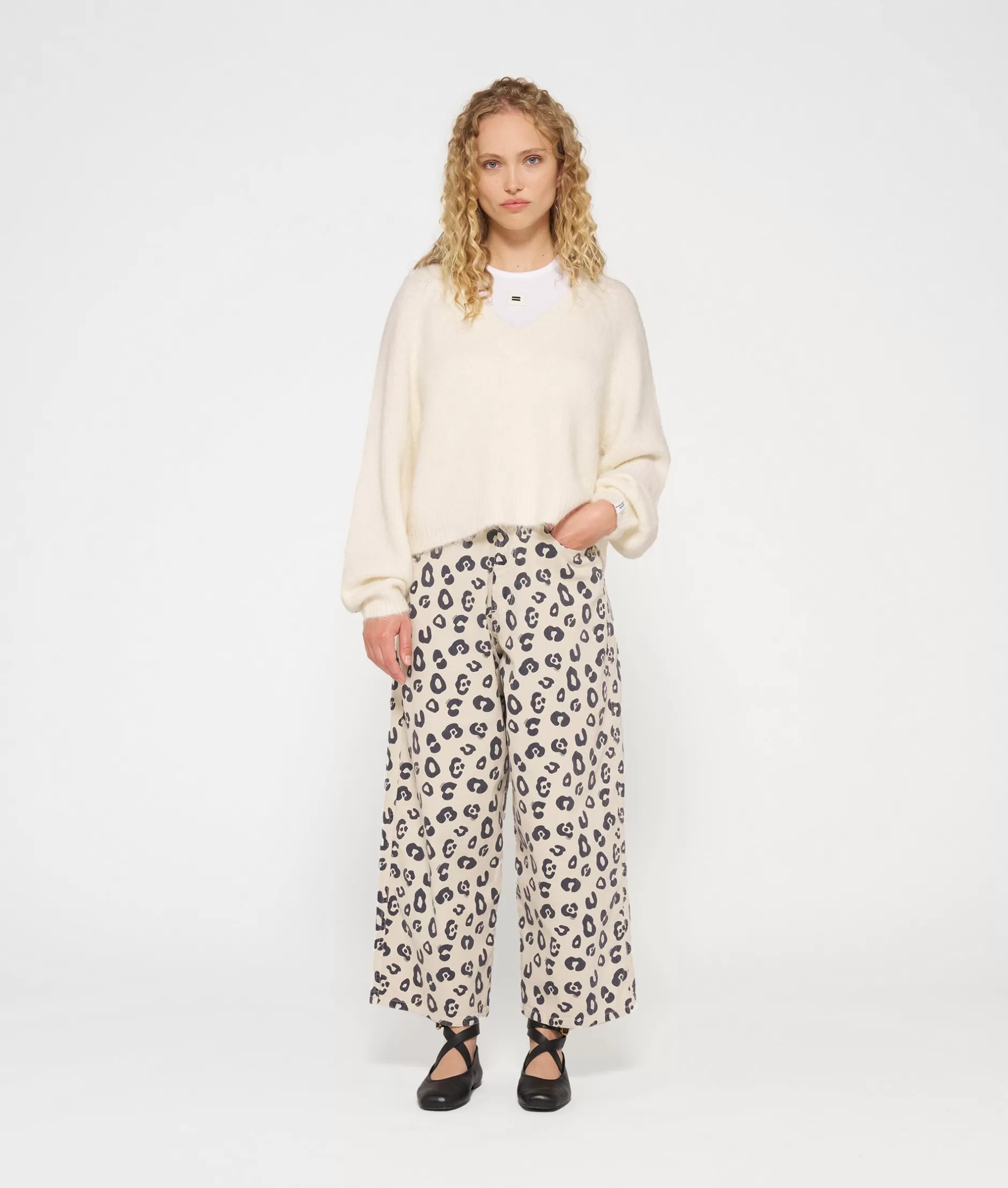 Damen 10DAYS Hosen>Wide Twill Pants Leopard