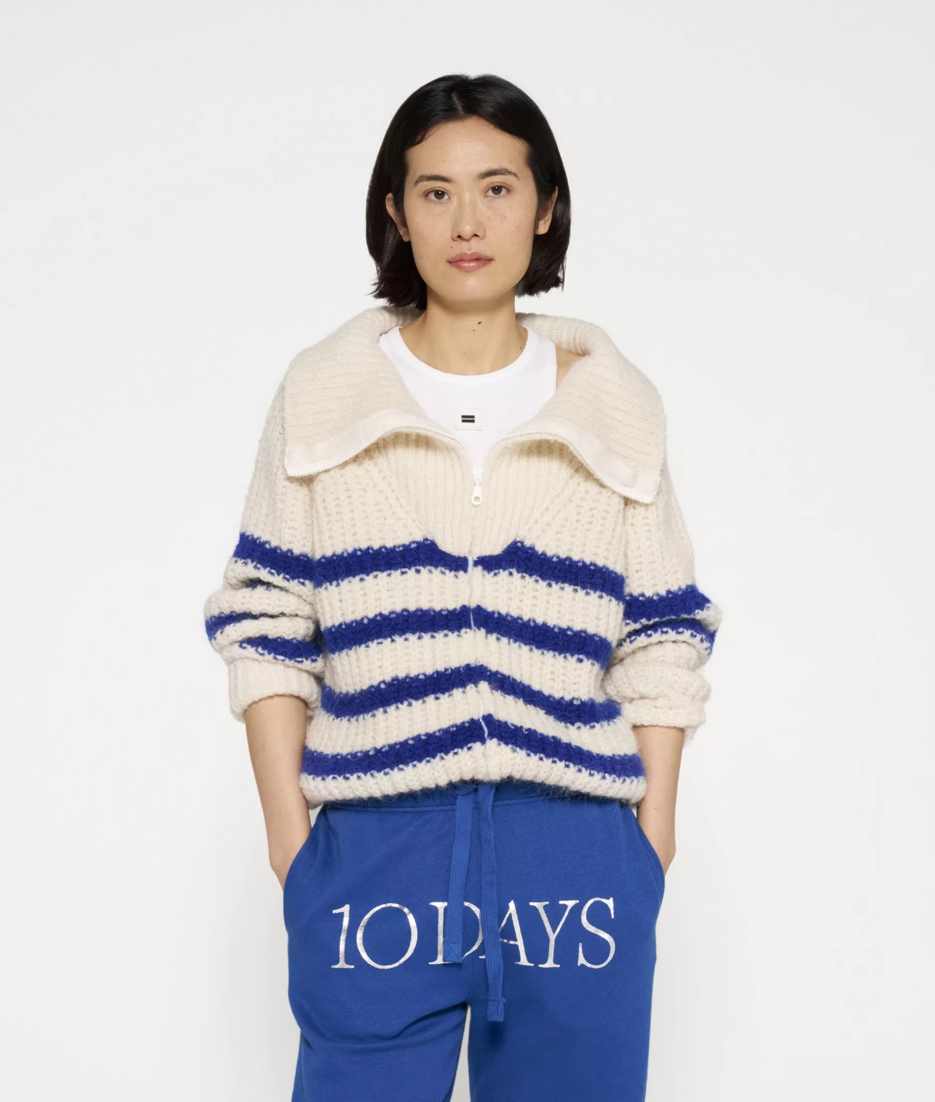 Damen 10DAYS Cardigans>Zip Cardigan Knit Stripes